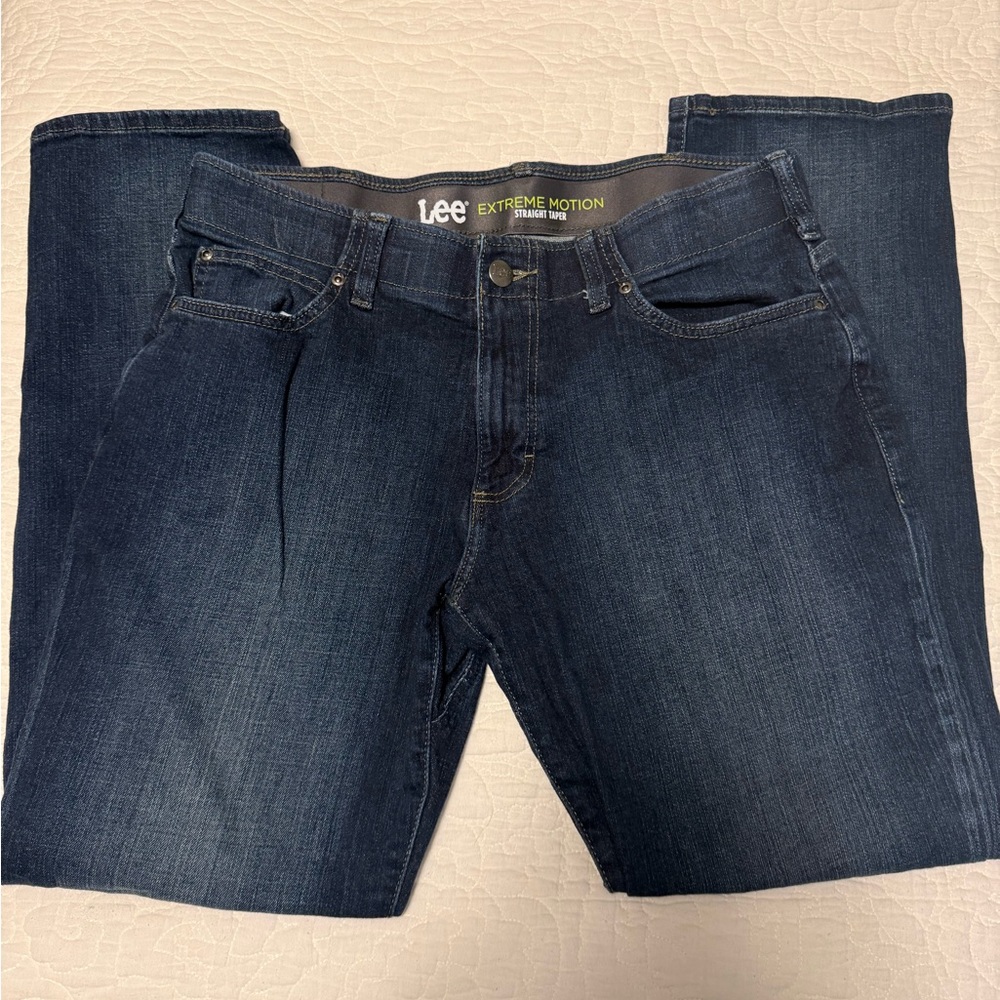 Lee Men's Deep Indigo Extreme Motion Straight Taper Jeans 34x30